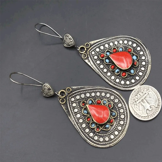 Stunning Vintage Red Mandala Earrings