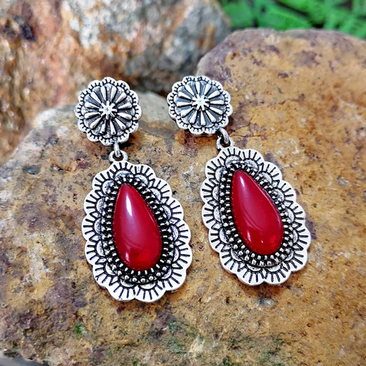 Timeless Elegance: Vintage Red Stone Earrings by Gemshine