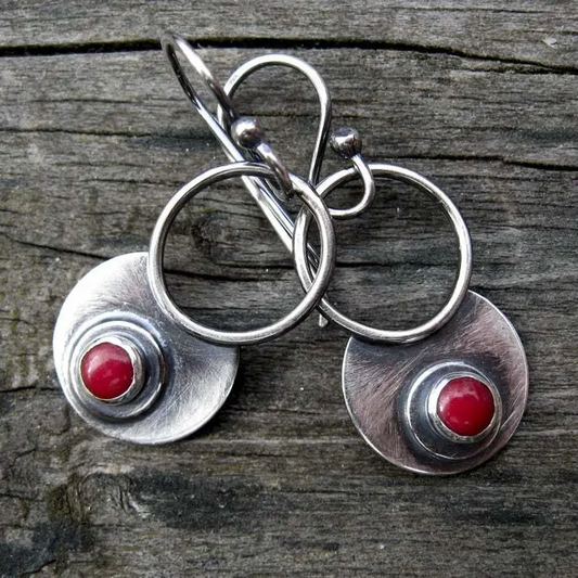 Chic Vintage Red Inlay Earrings: Elevate Your Elegance