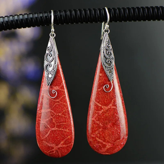 Gorgeous Retro Red Earrings with Elegant Flair