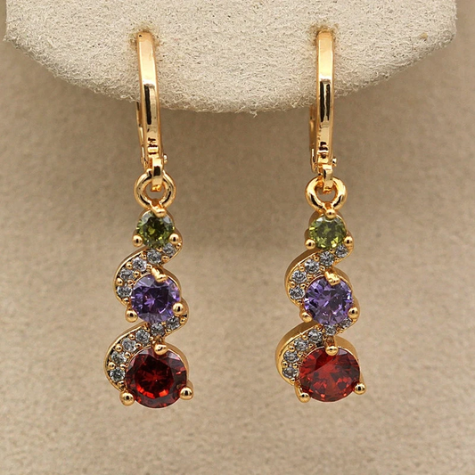 Chic Earrings Adorned with Dazzling Golden Zirconia