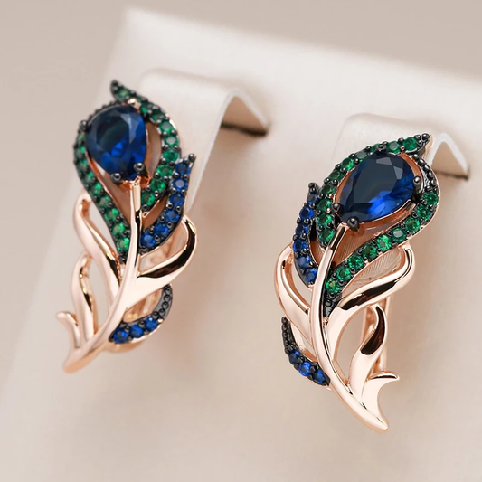 Chic Earrings Adorned with Dazzling Green and Blue Crystals