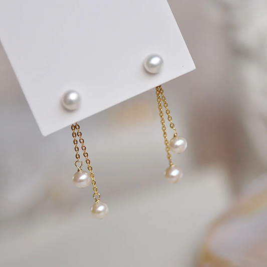 Chic and stylish small pearl earrings with trendy pendant design