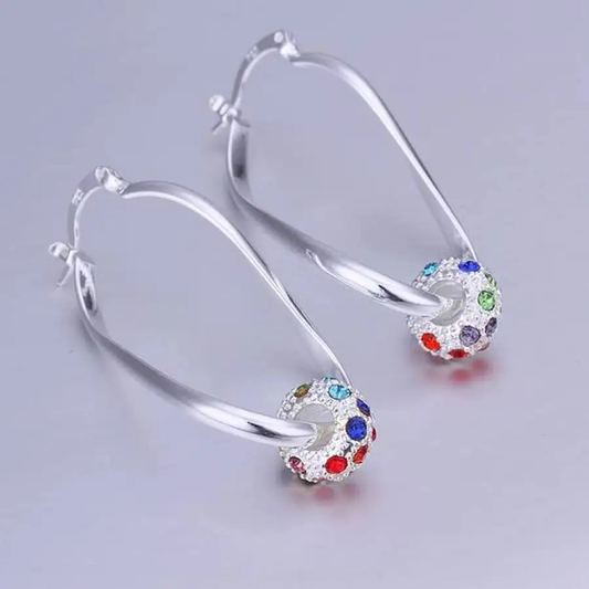 Vibrant Glitter Earrings Featuring Chic Shimmering Silver Orbs