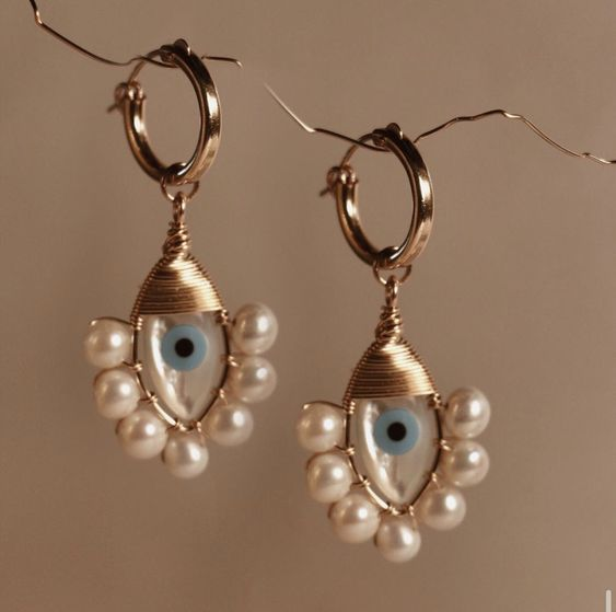 Steampunk Nazar Beaded Earrings