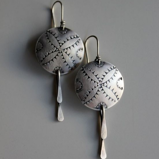 Elegant Vintage-Inspired Ethnic Silver Earrings with a Delightful Round Design