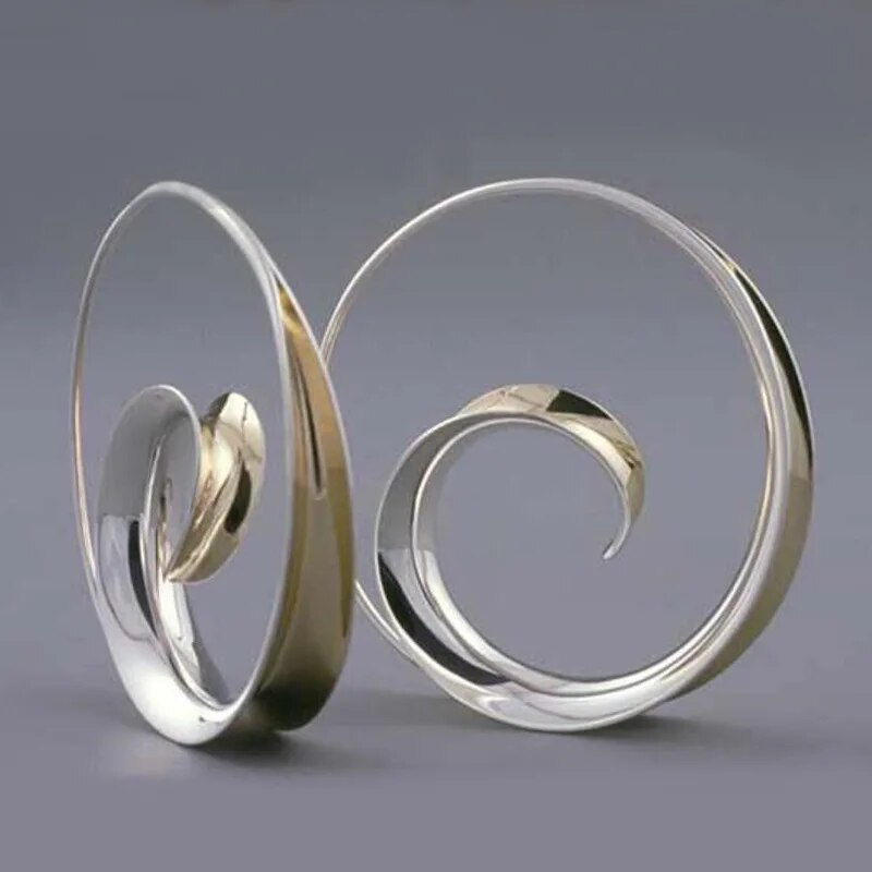 Elegant Timeless Vintage Earrings Featuring Spiraling Waves