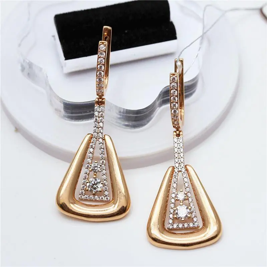 Stunning Radiant Earrings Featuring a Luxurious Gold-Plated Pendant