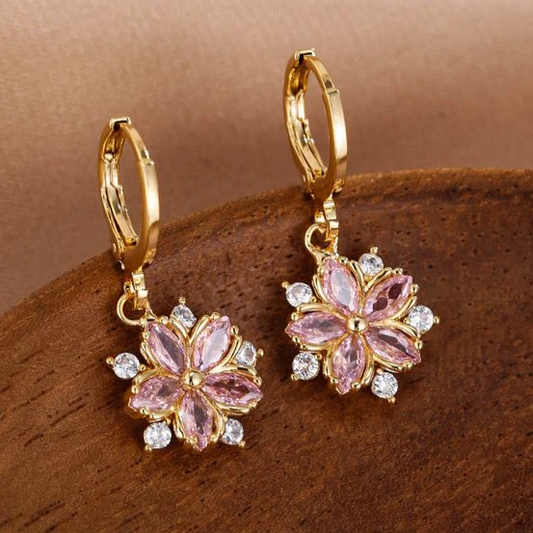 Charming Pink Crystal Daisy Earrings for a Touch of Elegance