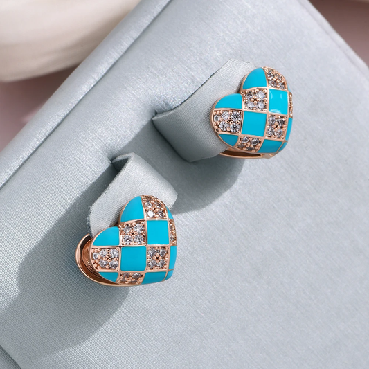 Charming Blue Enamel Heart Earrings for a Stylish Touch