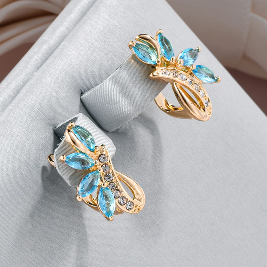 Elegant Blue Crystal Flower Earrings for a Chic Accent