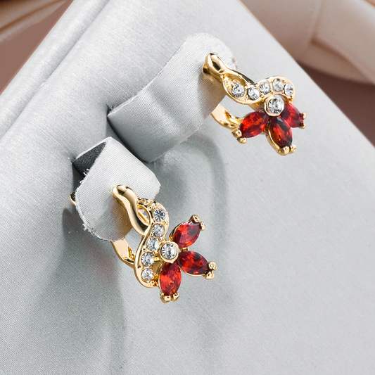 Chic Red Daisy Crystal Earrings for an Elegant Accent