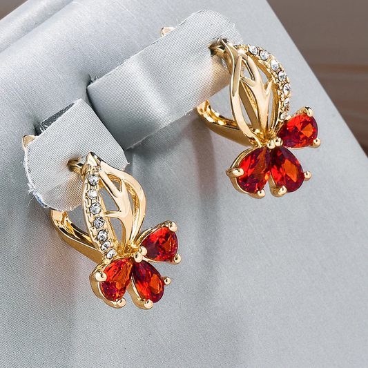 Stunning Red Floral Crystal Earrings for an Elegant Touch