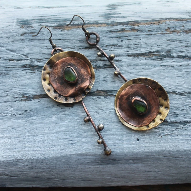 Elegant Vintage Earrings in Soft Brown with Subtle Fading