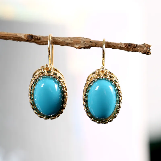 Chic Blue and Gold Vintage-Inspired Earrings