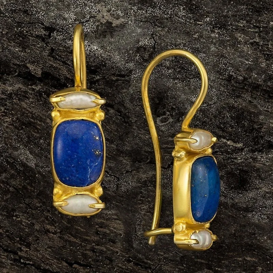 Stunning Vintage Earrings in Enchanting Blue and Luxe Gold