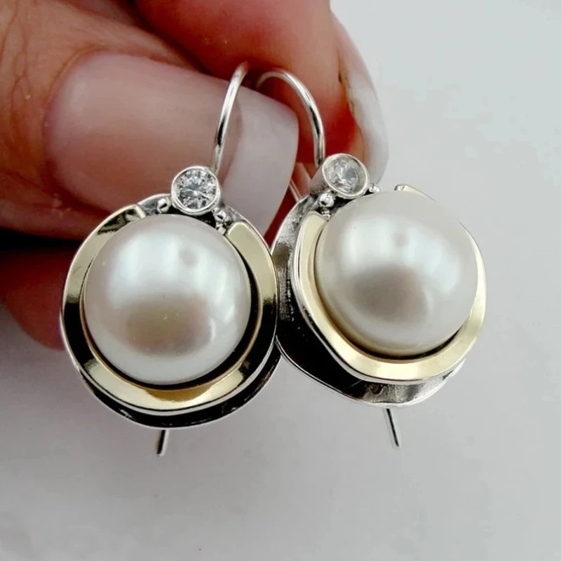 Elegant Vintage Silver Earrings with Fine Pearls