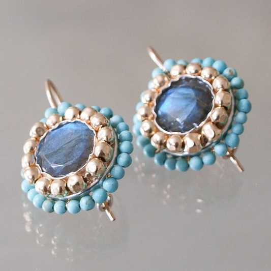 Chic Vintage Earrings Adorned with Stunning Blue Gemstones