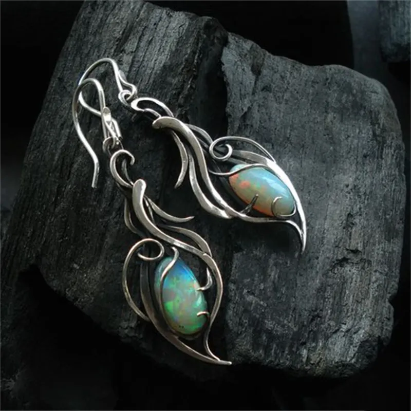 Stunning Vintage Earrings Featuring Dazzling Blue Opal Set in Premium Sterling Silver