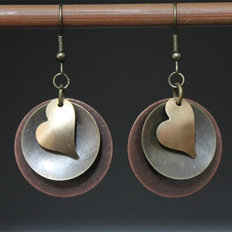 Chic Bohemian Heart Earrings in Silver and Gold