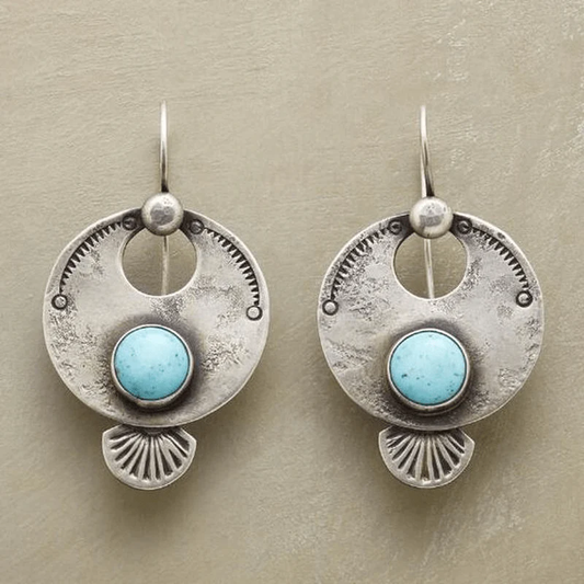 Exquisite Round Antique Turquoise Earrings – Elevate Your Style with Elegance