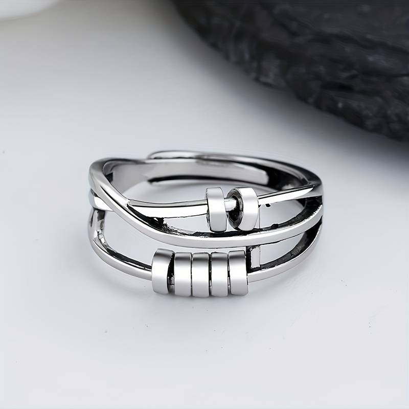 Elegant Vintage Silver Tree Rings with Layers