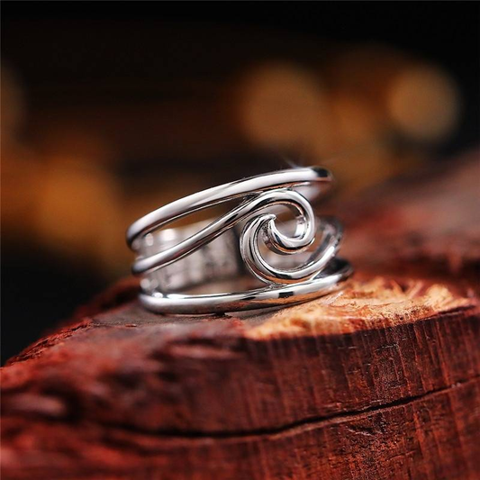 Elegant Retro Silver Wave Ring