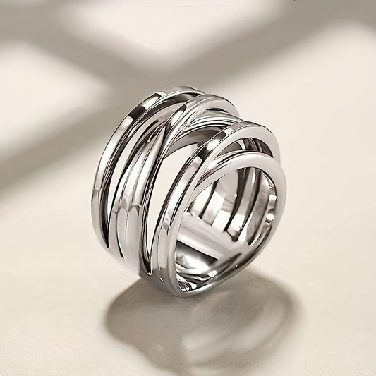 Elegant Vintage Silver Ring with Layered Design Elements