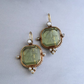 Elegant Vintage Earrings with Green and Pearls