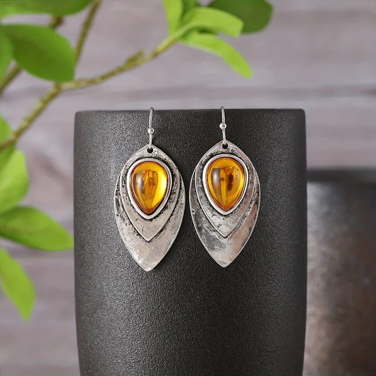 Chic Vintage Orange Earrings with Stunning Silver Detailing