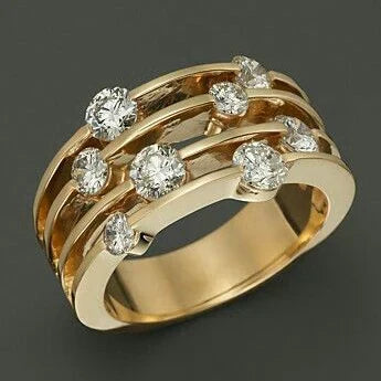 Elegant gold ring with sparkling zirconia stones