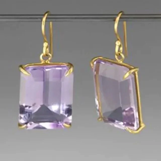 Stunning Vintage Lila Crystal and Gold Earrings