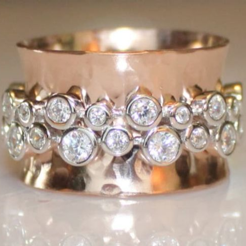 Charming Rose Gold Vintage Cubic Zirconia Belt Ring