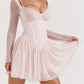 Elegant Mesh Corset Frill Mini A Line Dress