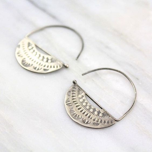 Chic Vintage Silver Earrings with Exquisite Cut-Out Detailing