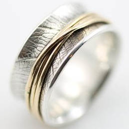 Elegant Vintage Slim Gold and Silver Ring