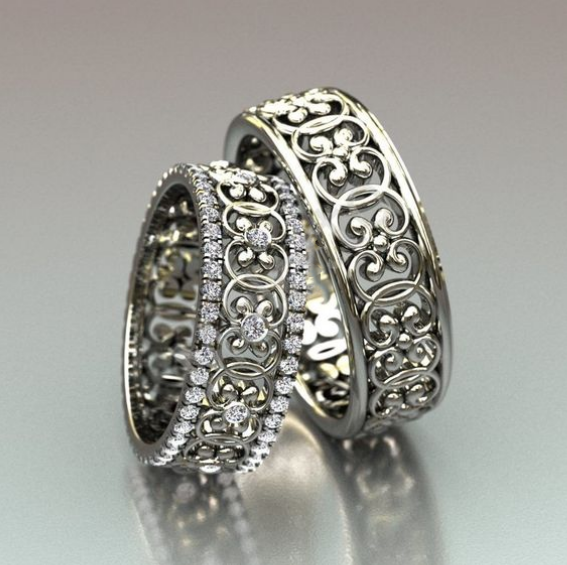 Elegant Set of Vintage Silver Hollow Rings