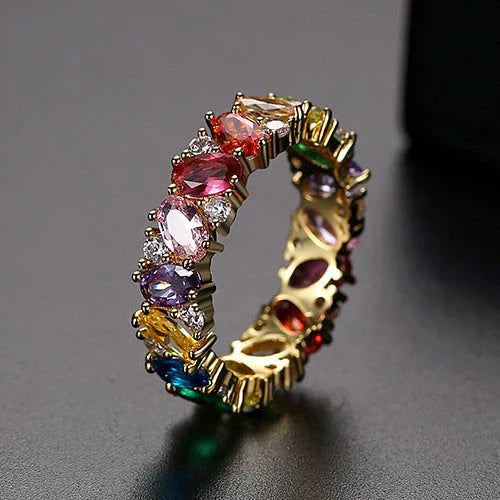 Charming Vintage Multi-Color Zirconia Ring