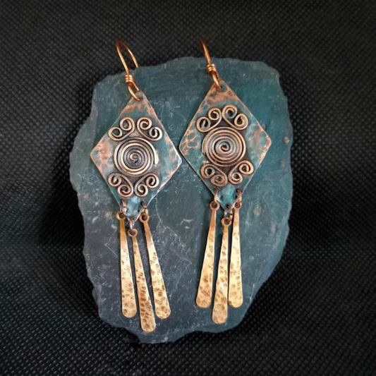 Stunning Vintage-Inspired Earrings with Luxurious Bronze Finish and Elegant Pendants