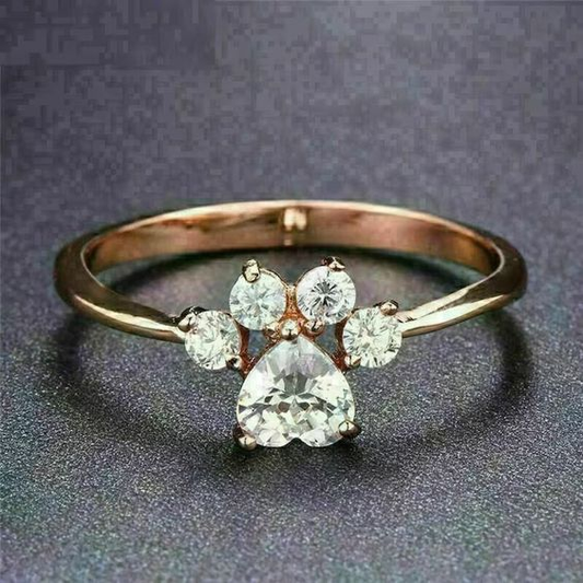 Gorgeous Vintage Zirconia Paw Print Ring