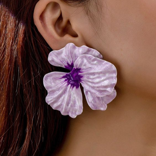 Enchanting Vintage Purple Floral Stud Earrings