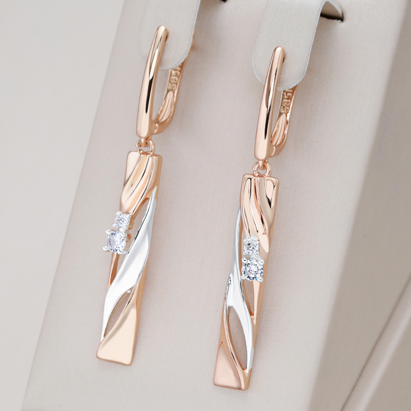 Stunning Gold Rectangular Earrings Adorned with Dazzling Crystals