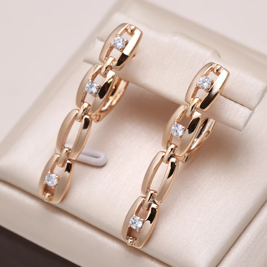 Elegant Gold Zirconia Chain Earrings that Dazzle