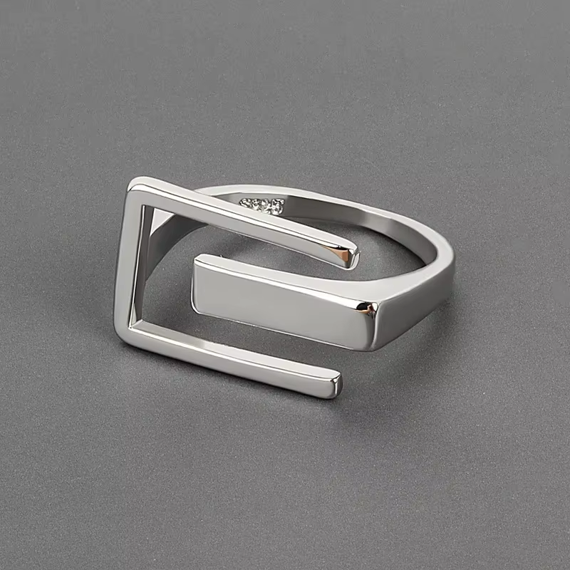 Unique silver ring with asymmetric design