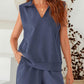 Casual Sportswear Sleeveless Shorts with Pockets Set