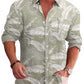 Classic Casual Printed Button Down Cotton Linen Shirt (Us Only)