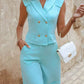 Claasic Lapel Sleevels Vest and Shorts Suit