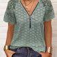 Elegant Hollow Out Lace Patchwork Zipper Top