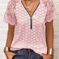 Elegant Hollow Out Lace Patchwork Zipper Top
