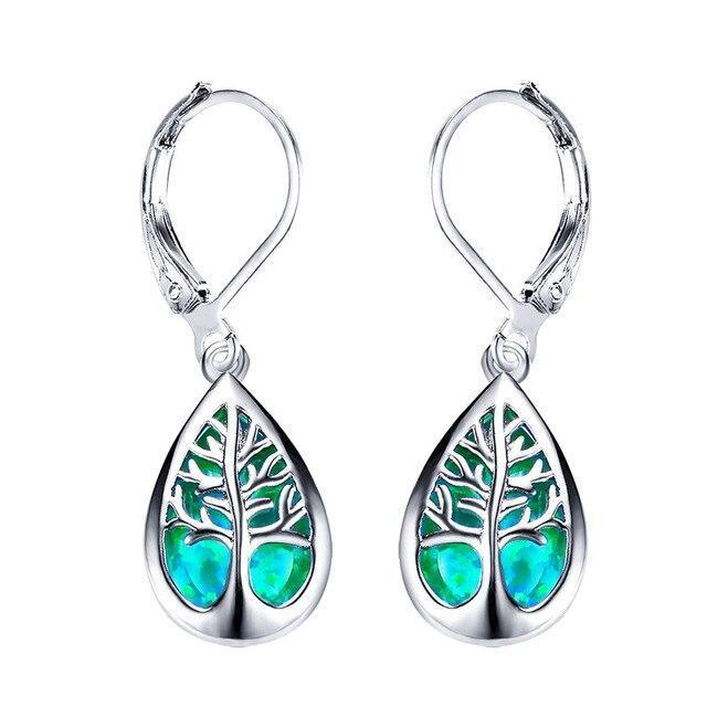 Stunning Opal and Sterling Silver Tree of Life Earrings for a Touch of Elegance